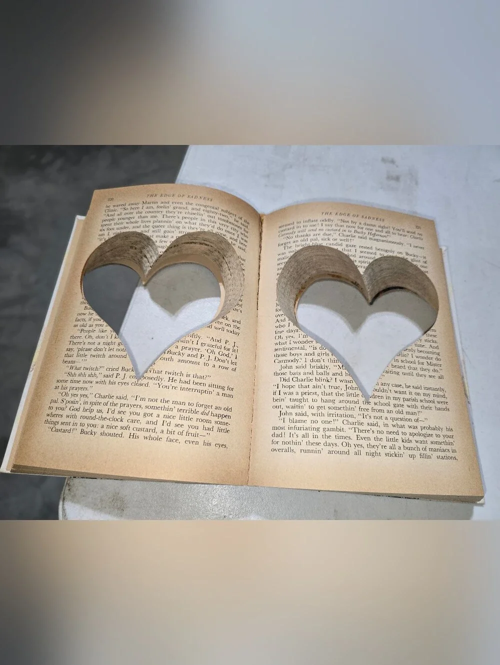 Decorative Reader's Digest, Heart Cutout Book,  Light Blue and Cream, 8x2x5